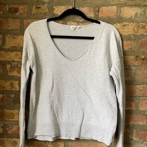 GAP lightweight grey scooped v-neck  sweater